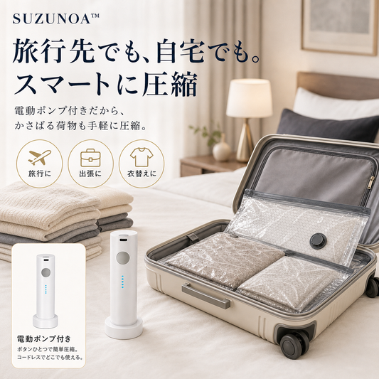 SUZUNOA™ 旅行用真空圧縮バッグセット